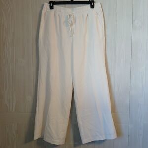 Lane Bryant Women's Size 16 High Rise White Casual Wide Leg Pants Elastic Waist